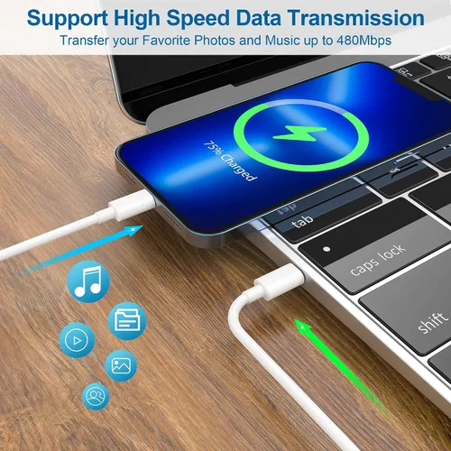 Vista 4 de Paquete de 2 cables USB C a Lightning, cargador tipo C de 10 pies, cable de carga rápida compatible con Apple iPhone 14/14 Pro/14Pro Max/13/13