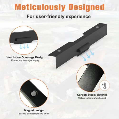 Vista 2 de Koutemie Protector contra el viento Blackstone de 17 pulgadas, accesorios de parrilla con protector térmico magnético, pantallas de viento de acero
