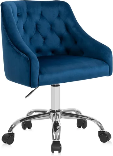 Vista 11 de Silla de Oficina para Hogar, Silla Giratoria de Terciopelo Ajustable con Decoración de Clavos, con Brazos, Silla de Tocador para Dormitorio