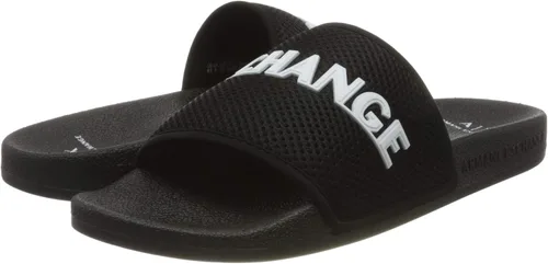 Vista 7 de AX Armani Exchange - Sandalias deslizantes con logotipo de malla para hombre