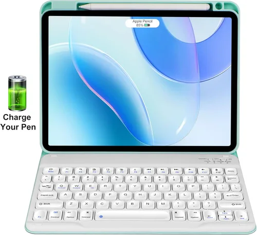 Vista 8 de Funda de teclado para iPad Pro11 "1ª/2ª/3ª/4ª generación con soporte para lápices, compatible con iPad Air4/Air5/Air de 11 pulgadas M2, teclado