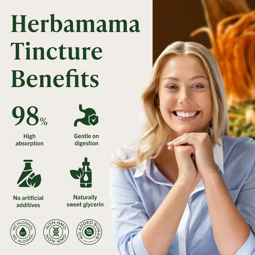 Vista 5 de HERBAMAMA Cordyceps Sinensis Tintura - Apoyo inmunológico vegano y defensa con gotas de extracto de hongos Cordyceps - Suplemento de inmunidad