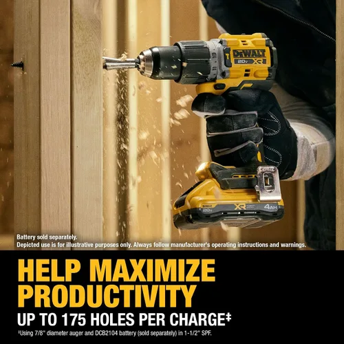 Vista 8 de DEWALT Taladro de martillo inalámbrico de 1/2 pulgada sin escobillas MAX XR® de 20 V (solo herramienta) (DCD806B)