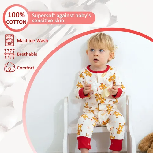 Vista 2 de Zanie Kids Mameluco de manga larga para bebé, niña, niño, traje de primera pieza, traje de primer cumpleaños, primavera, otoño e invierno Chritmas