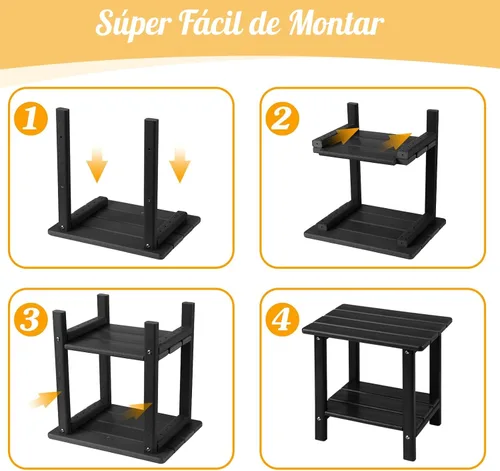 Vista 5 de Apolimi Adirondack - Mesa auxiliar para exteriores, mesa auxiliar de patio resistente de 2 niveles, resistente a la intemperie, mesa auxiliar sólida