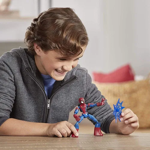 Vista 3 de Marvel Spider-Man Bend and Flex Spider-Man Figura de acción, juguete flexible de 6 pulgadas, incluye accesorio web, a partir de 4 años