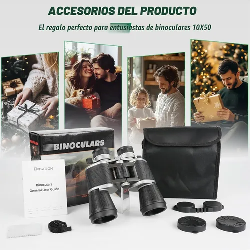 Vista 9 de Prismáticos 10x50 con ajuste de ocular independiente para exteriores Waterproof Compact Binoculars, with Low Light Vision for Bird Watching