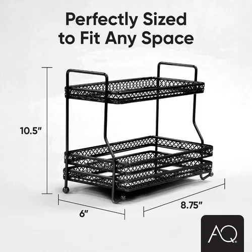 Vista 6 de AQ Organizador de baño de 2 niveles para encimera, bandeja de espejo de tocador negro mate para cuidado de la piel y organizador de maquillaje