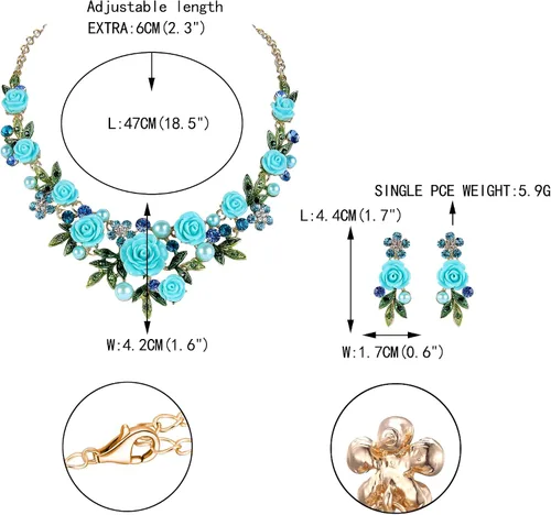 Vista 5 de EVER FAITH Conjunto de pendientes perforados con collar de perlas de imitación de cristal austriaco para mujer