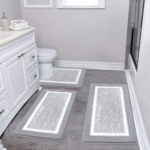 Vista 46 de Pauwer Juego de baño, alfombras de baño antideslizantes, alfombras de ducha absorbentes para suelo de baño, bañera y ducha, color azul aguamarina