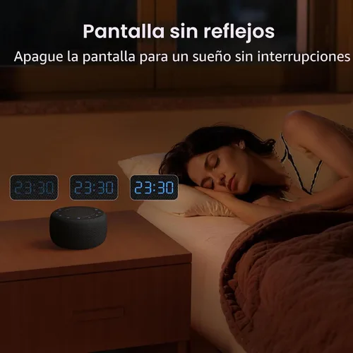 Vista 5 de BUFFBEE Reloj despertador con altavoz Bluetooth con radio FM, sonido de alta fidelidad, atenuador de rango completo, radio despertador enchufado