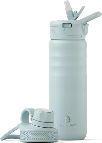 Vista 50 de IDEUS Botella de agua aislada de 12 onzas, botella de agua aislada de acero inoxidable para la escuela, botellas aisladas con pajitas a prueba