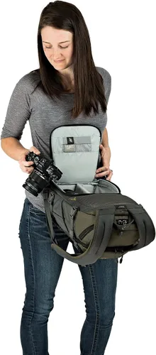 Vista 7 de Lowepro LP37014-PWW, Flipside Trek BP 250 AW Mochila para cámara con sistema de suspensión ActiveZone, compartimento para tableta, gris/verde oscuro