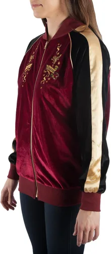 Vista 3 de Bioworld Harry Potter Magical Creatures Bomber - Chaqueta de terciopelo con cremallera para mujer