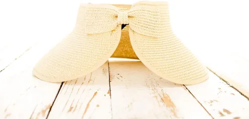Vista 5 de Visera plegable enrollable con lazo para mujer, visera ancha plegable, sombrero de playa ajustable en topless