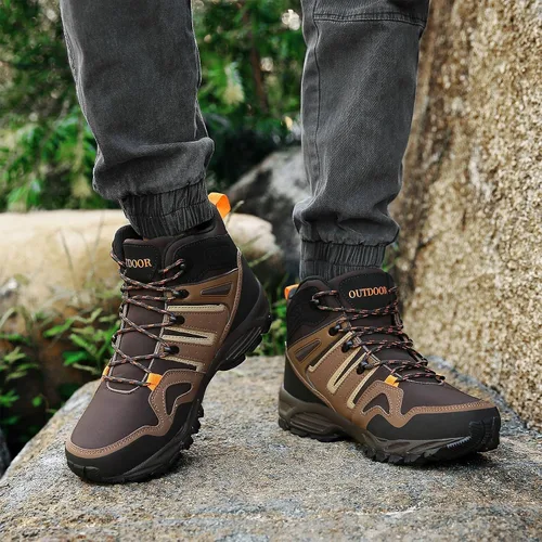 Vista 4 de Botas de senderismo para hombre impermeables con parte superior media para montañismo al aire libre