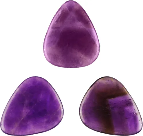 Vista 96 de Púa de Guitarra o Bajo de Piedra Amatista - Calibre Ultra Pesado de 3.0 mm - Forma 351 - Púa Exótica Artesanal de Gema Especial - 1 Paquete