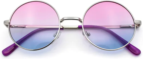 Vista 6 de SA106 Gafas de sol hippie redondas con lentes de gradiente de color de verano