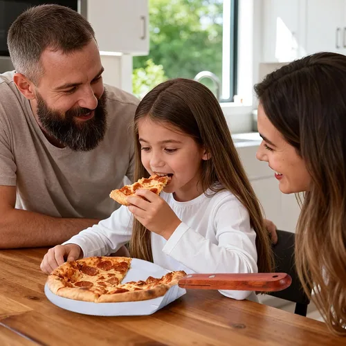 Vista 7 de IUAQDP Espátula de pizza de acero inoxidable, pala de cáscara, elevador de pasteles, mango de madera, soporte para placa de hornear, pizza casera