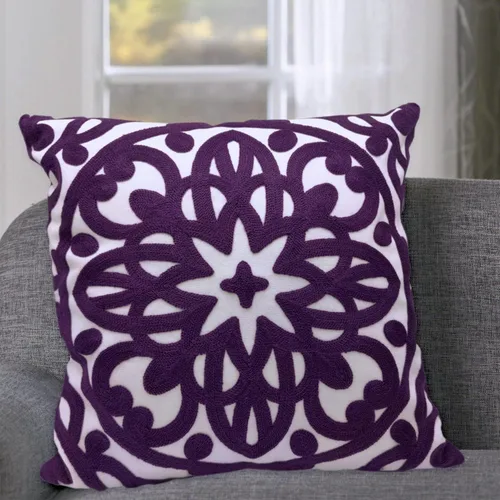 Vista 40 de Alysheer Funda de almohada decorativa bordada de 18 x 18 pulgadas, acogedora y fresca funda de cojín bohemia con diseño de mandala chic de punto