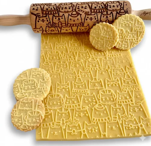 Vista 17 de Rodillo de amasar con relieve de ángeles navideños FELIZ NAVIDAD para decorar galletas de jengibre navideñas