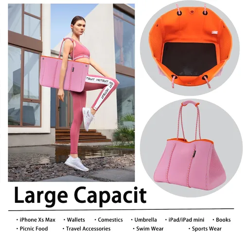 Vista 4 de QOGiR Bolsa multiusos para gimnasio y playa, peso ligero, tamaño grande, deportiva