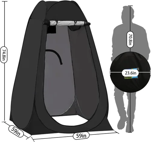 Vista 2 de Carpa portátil emergente de privacidad, carpa para baño al aire libre, inodoro, regadera, campamento, espaciosa, para senderismo, playa, pícnic