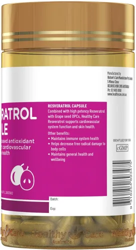 Vista 3 de Healthy Care Resveratrol Capsule - 180 Cápsulas