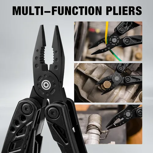 Vista 4 de DURATECH Cuchillo multiherramienta 11 en 1, regalo para hombres, papá, cuchillo de bolsillo multiherramienta de acero inoxidable con hoja grande