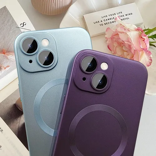Vista 7 de ankofave Funda Magnética para iPhone 14 Plus para Mujeres, Funda Resistente Mate de Lujo Diseño Suave Metálico con Protector de Lente de Cámara