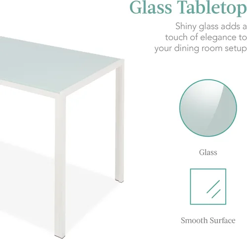 Vista 8 de Best Choice Products Juego de comedor de 5 piezas de vidrio, muebles modernos de mesa de cocina para comedor, dinette, espacio compacto ahorrador