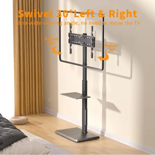 Vista 4 de Afaloona Soporte universal para TV de suelo, soporte de TV con toma de corriente y estante extraíble para TV de 32 a 75 pulgadas de hasta 110