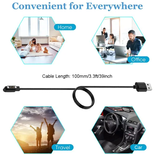 Vista 6 de Threeeggs Cargador compatible con el reloj inteligente TOZO S7 S6 S5 S4 S3 S2, cable de carga magnético para reloj inteligente Letsfit Willful YAMAY