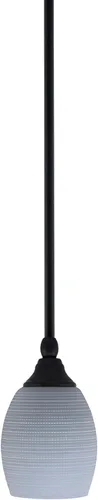 Vista 182 de Toltec Lighting Tallo Colgado Mini colgante, acabado de cobre negro, 3.5" cuadrado humo burbuja vidrio