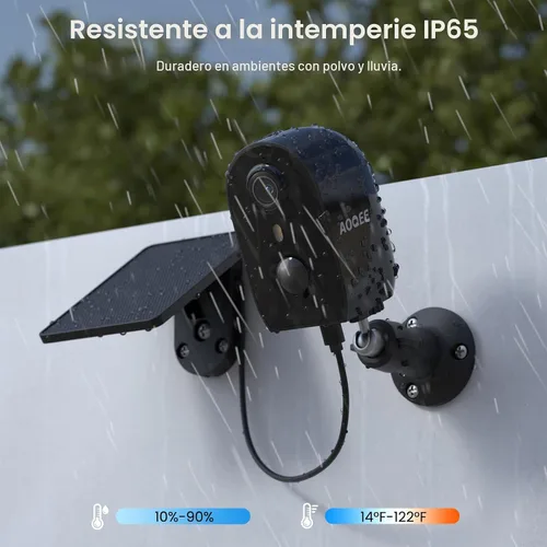 Vista 7 de AOQEE Cámara solar para exteriores, inalámbrica, 2K, funciona con batería, cámaras exteriores para seguridad del hogar con detección de movimiento