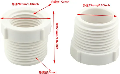 Vista 2 de 10 unids 3/4 "rosca macho a 1/2" hembra buje reductor de rosca para accesorios de tubería de PVC