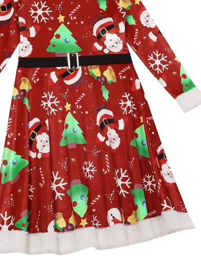 Vista 5 de YiZYiF Disfraz de Navidad de manga larga para mujer, de la señora Santa Claus, disfraz de Navidad
