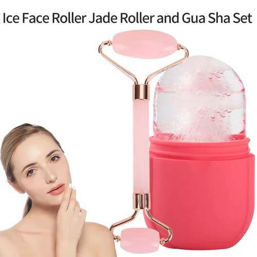 Vista 2 de Rodillo de hielo facial para el cuidado de la piel, rodillo de hielo para cara y ojos, cubo de belleza ilumina la piel y mejora el brillo natural