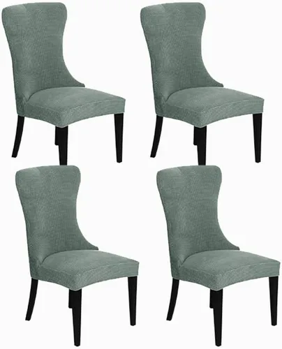 Vista 32 de XMNTG Juego de 1 funda elástica de jacquard para silla con respaldo de ala, fundas reutilizables y lavables para sillas de comedor, para banquetes
