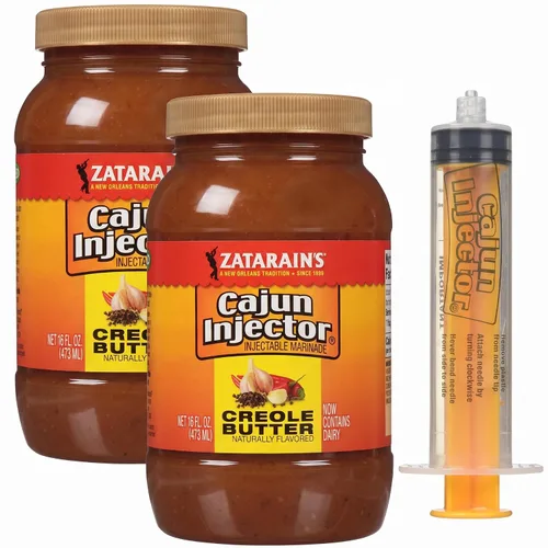 Vista 5 de Cajun Injector mezcla de especias criollas con mantequilla para marinar carnes con jeringa, 16 onzas fluidas