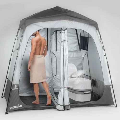 Vista 11 de Porayhut Camping Shower Tent Deluxe Changing Room Easy Set Up Privacy Shelter,Large Toilet Tent with Floor Drain Design for Beach, Camping,Hiking