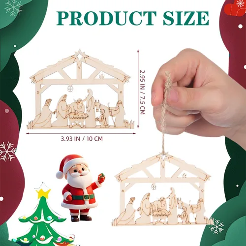 Vista 4 de 20 piezas de madera en blanco para manualidades navideñas, decoraciones de madera, parches decorativos de pared, manualidades de madera DIY, adornos