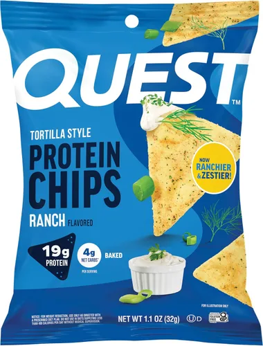 Vista 13 de Quest Nutrition Chips de proteína, barbacoa, 0.78 oz de proteína, 0.11 oz de carbohidratos netos, 130 cals, bolsa de 1.1 onzas, 1 unidad, alto
