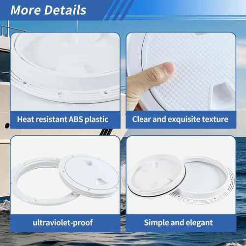 Vista 4 de Hoffen Boat Hatch, 4" 6" 8" Round Non Slip Inspection Hatch w/Detachable Cover for Marine Boat Yacht