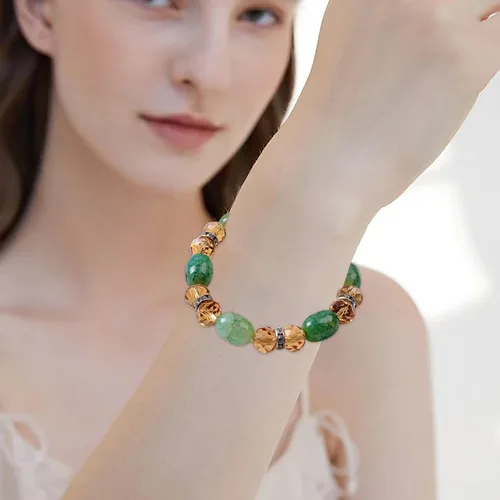 Vista 5 de Pulsera de cristal con cuentas de flores multicolor simples y frescas para enviar novias y amigos regalos para mujeres beige talla única