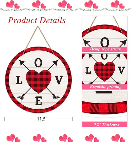 Vista 7 de Letrero de decoración de puerta para el día de San Valentín, letrero de amor para el día de San Valentín, decoración de feliz día de San Valentín