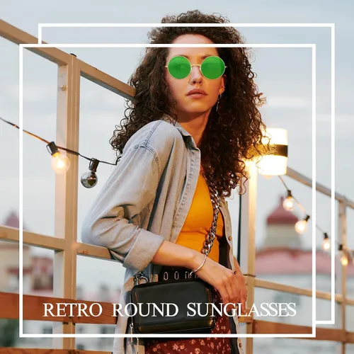 Vista 5 de CHRORINE Gafas de sol hippie redondas de los años 70, lentes retro para mujeres y hombres, accesorio de fiesta, festival, moda, gafas de sol vintage