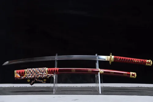 Vista 2 de Espada Katana Tachi hecha a mano de alta temperatura, espada samurái japonesa real (espada completa), Catanas Japonesas Reales