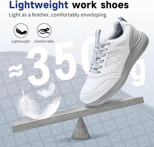 Vista 5 de Zapatos de trabajo antideslizantes para hombres, impermeables, resistentes al aceite, ligeros, duraderos, para cocina, restaurante, enfermería