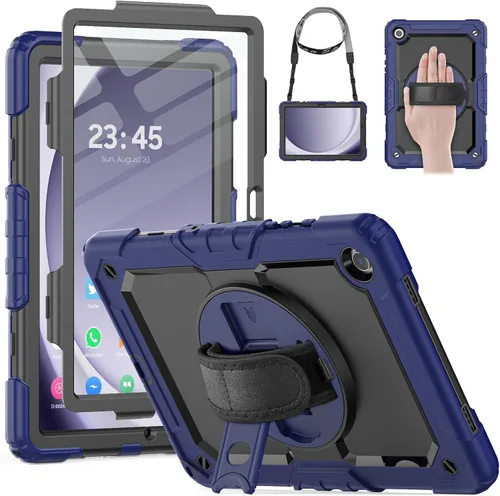 Vista 10 de HXCASEAC Funda para Samsung Galaxy Tab A9/A11 de 8.7 pulgadas, protector con protector de pantalla/correa de mano/soporte para bolígrafo, a prueba